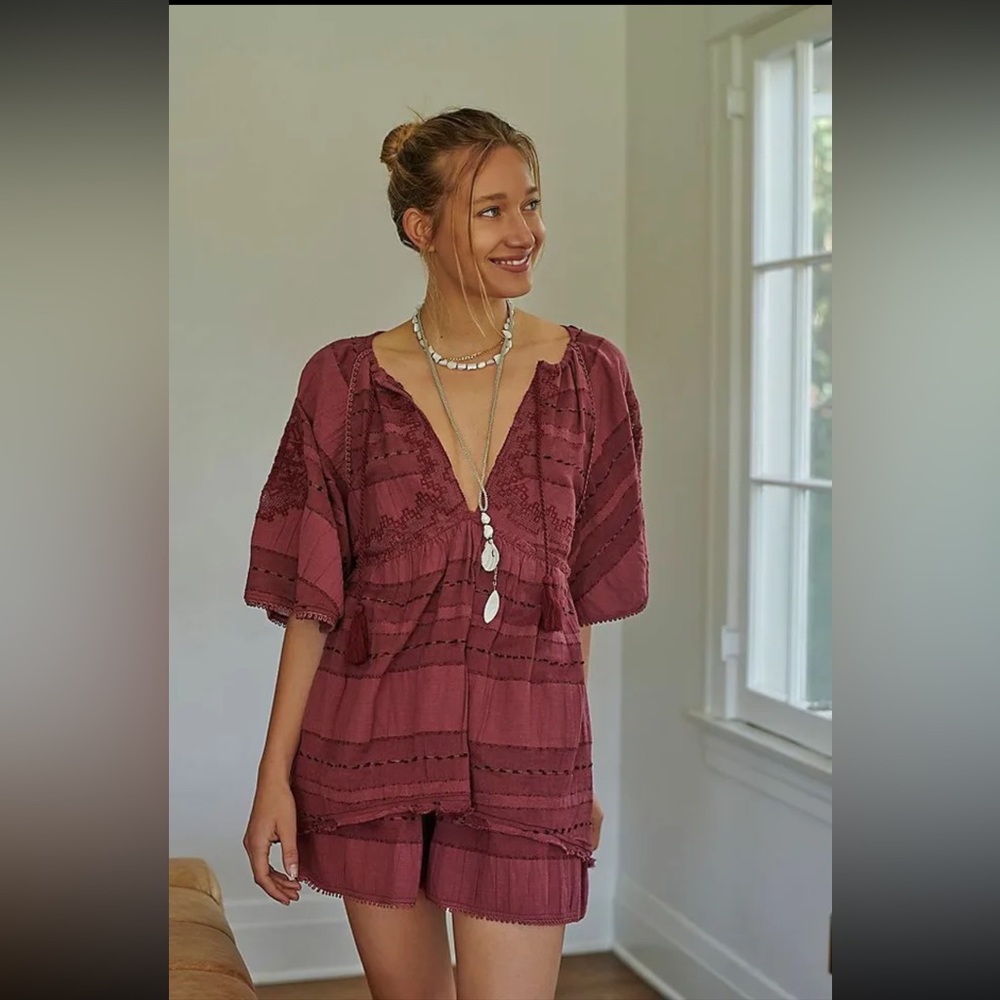 Free People Aurora short sleeve top M